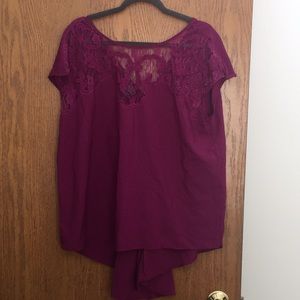 Lace yoke purple hi lo blouse!